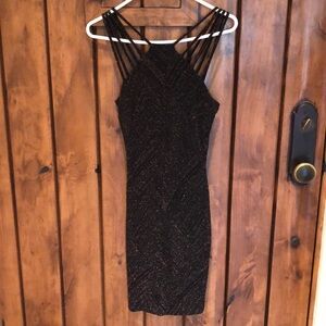 Black with Copper Sparkles Mini Dress Size Small